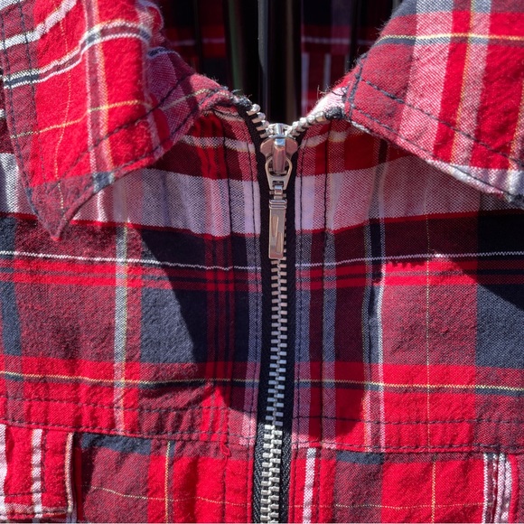 Vintage 90’s Christopher & Banks Red Plaid Zip Up Front Shirt Vest Size Large - Picture 4 of 11